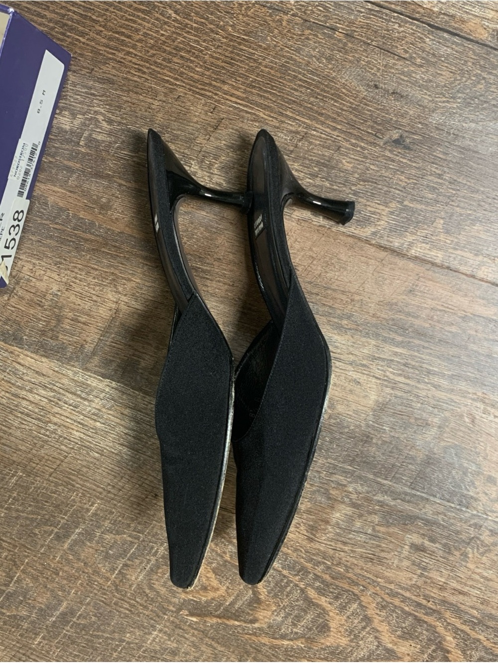 Stuart Weitzman Shooter Black Pointed Toe Slip-On Mules size 8.5 - Picture 3 of 12